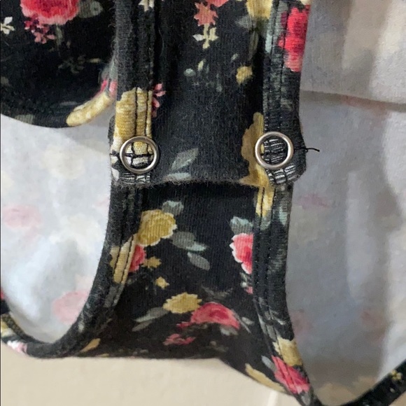 Forever 21 Black Floral Bodysuit, Small - Picture 3 of 5